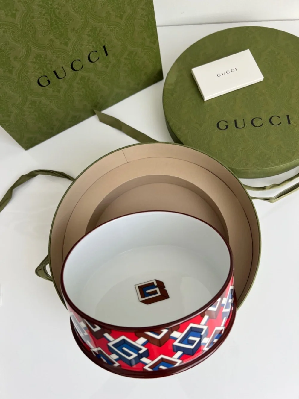 Gucci Pet Bowl G Design Porcelain Plate Large Height 2.4 Diameter 7 New $650